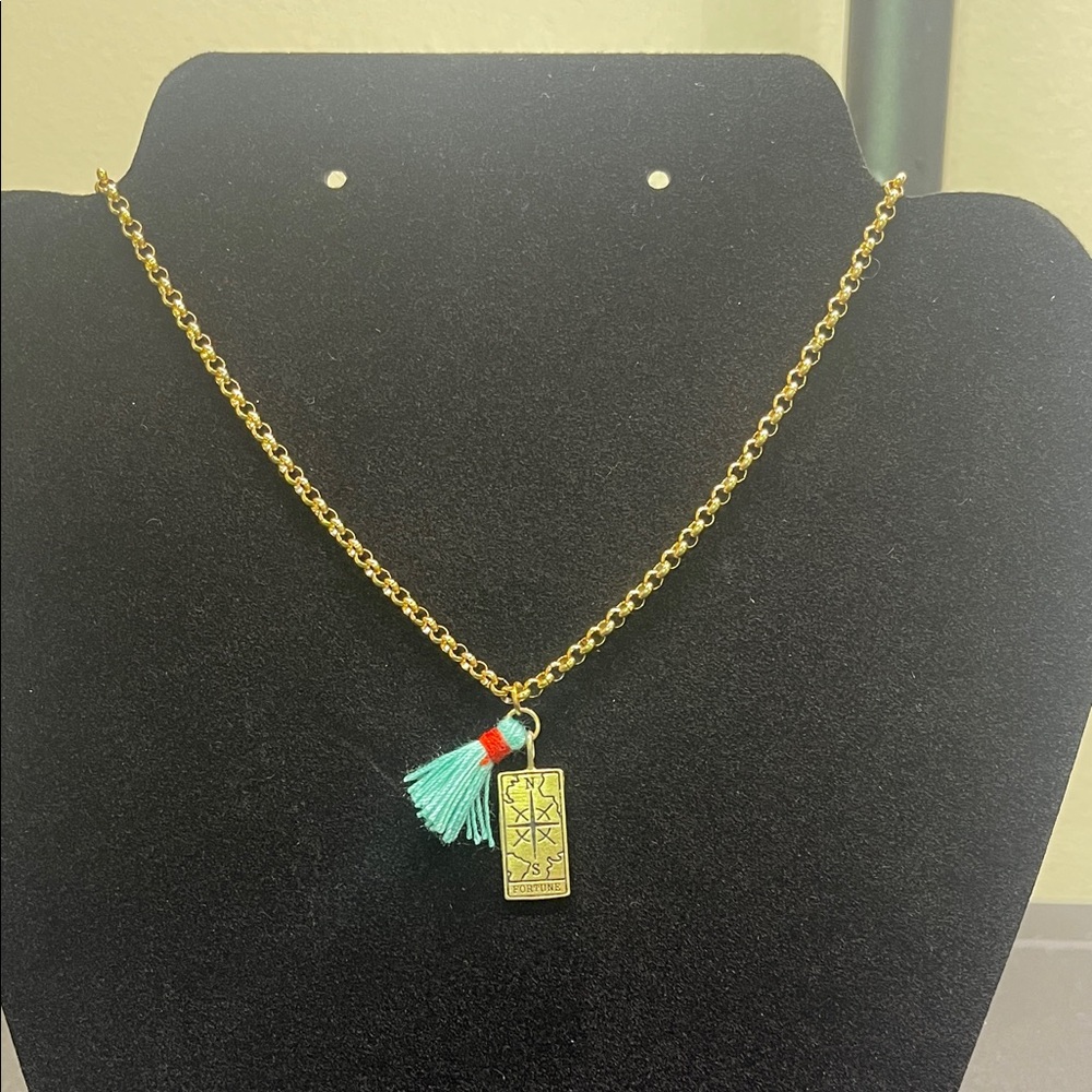 Gold Necklace with tarot card & Tassel